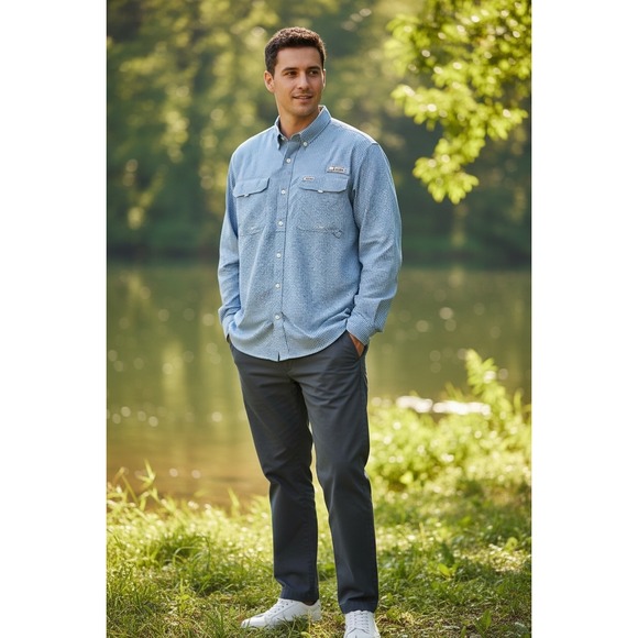 Habit Other - Habit Mens Long Sleeve Gingham Fishing Shirt 2XL UPF 40+ Solar Factor